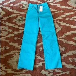 teal high rise zara jeans